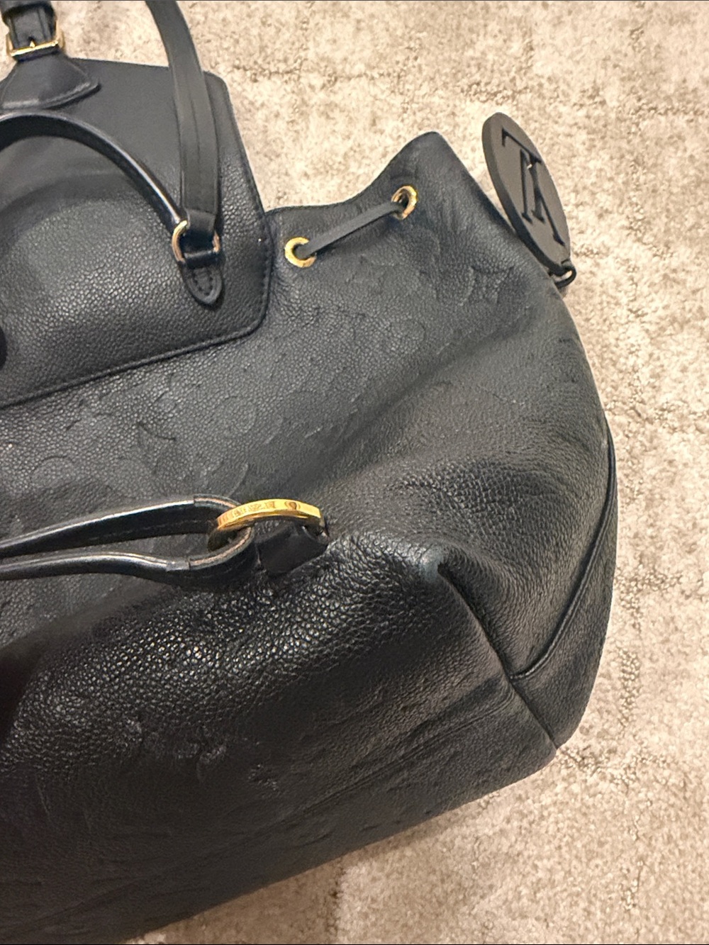 Louis Vuitton Black Embossed Monogram Leather Backpack - Picture 7 of 11